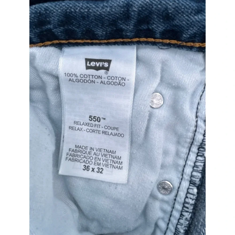 Levis 550 Relaxed Fit Jeans Mens 36x32 Blue Denim Tapered Leg Unique Red Tab